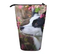 YUNWEIKEJI Animale Border Collie Cane carino da compagnia, Astuccio telescopico, Portapenne con cerniera Astuccio per trucco Astuccio per matite Astuccio per penne