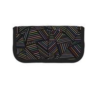 YUNWEIKEJI Arcobaleno lineare geometrico stampato in 3D, Astuccio per matite, Astuccio per matite in tela Astuccio per penne a matita di grande capacità