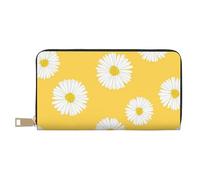 YUNWEIKEJI Aster bianco margherita gialla, Portafogli Portafogli di grande capacità Porta carte di credito Portafoglio in pelle in microfibra