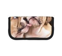 YUNWEIKEJI Bacia i cuccioli di bulldog inglese, Astuccio per matite, Astuccio per matite in tela Astuccio per penne a matita di grande capacità