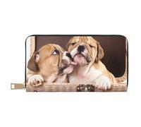 YUNWEIKEJI Bacia i cuccioli di bulldog inglese, Portafogli Portafogli di grande capacità Porta carte di credito Portafoglio in pelle in microfibra