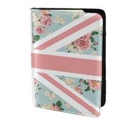 YUNWEIKEJI Bandiera delle rose inglesi Union Jack, Porta passaporto da viaggio in pelle PU Custodia per passaporto Copertine per passaporto da 5,5 pollici