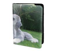 YUNWEIKEJI Bedlington Terrier Cani divertenti Cani pelosi Animali domestici, Porta passaporto da viaggio in pelle PU Custodia per passaporto Copertine per passaporto da 5,5 pollici