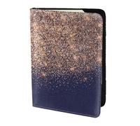 YUNWEIKEJI Bellezza del truccatore con glitter rosa rame blu navy, Porta passaporto da viaggio in pelle PU Custodia per passaporto Copertine per passaporto da 5,5 pollici