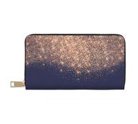 YUNWEIKEJI Bellezza del truccatore con glitter rosa rame blu navy, Portafogli Portafogli di grande capacità Porta carte di credito Portafoglio in pelle in microfibra