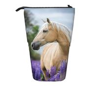 YUNWEIKEJI Bellissima lavanda di cavallo Palomino, Astuccio telescopico, Portapenne con cerniera Astuccio per trucco Astuccio per matite Astuccio per penne