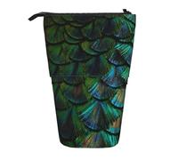 YUNWEIKEJI Bellissima piuma di pavone, Astuccio telescopico, Portapenne con cerniera Astuccio per trucco Astuccio per matite Astuccio per penne