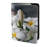 YUNWEIKEJI Bellissimi fiori bianchi di frangipani scia di plumeria, Porta passaporto da viaggio in pelle PU Custodia per passaporto Copertine per passaporto da 5,5 pollici