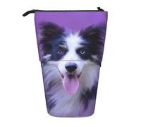 YUNWEIKEJI Bellissimo cucciolo di border collie, Astuccio telescopico, Portapenne con cerniera Astuccio per trucco Astuccio per matite Astuccio per penne