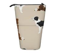 YUNWEIKEJI Border Collie Confine di razza di cane di base mista, Astuccio telescopico, Portapenne con cerniera Astuccio per trucco Astuccio per matite Astuccio per penne
