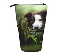 YUNWEIKEJI Border Collie Forest Stone Dolce Marrone Cani Animali Domestici, Astuccio telescopico, Portapenne con cerniera Astuccio per trucco Astuccio per matite Astuccio per penne