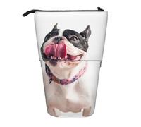 YUNWEIKEJI Bulldog francese felice del cane curioso, Astuccio telescopico, Portapenne con cerniera Astuccio per trucco Astuccio per matite Astuccio per penne