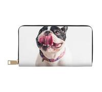 YUNWEIKEJI Bulldog francese felice del cane curioso, Portafogli Portafogli di grande capacità Porta carte di credito Portafoglio in pelle in microfibra