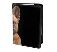 YUNWEIKEJI Bulldog francese sul nero, Porta passaporto da viaggio in pelle PU Custodia per passaporto Copertine per passaporto da 5,5 pollici