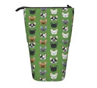 YUNWEIKEJI Bulldog francesi Frenchie Cane carino Cani Cane Cane, Astuccio telescopico, Portapenne con cerniera Astuccio per trucco Astuccio per matite Astuccio per penne