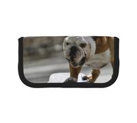 YUNWEIKEJI Bulldog inglese Bokeh Skateboard Animali domestici inglese, Astuccio per matite, Astuccio per matite in tela Astuccio per penne a matita di grande capacità