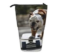YUNWEIKEJI Bulldog inglese Bokeh Skateboard Animali domestici inglese, Astuccio telescopico, Portapenne con cerniera Astuccio per trucco Astuccio per matite Astuccio per penne