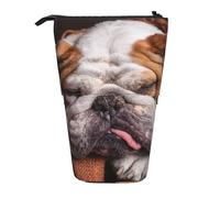 YUNWEIKEJI Bulldog inglese muso animali domestici cani che dormono, Astuccio telescopico, Portapenne con cerniera Astuccio per trucco Astuccio per matite Astuccio per penne