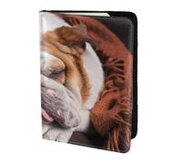 YUNWEIKEJI Bulldog inglese muso animali domestici cani che dormono, Porta passaporto da viaggio in pelle PU Custodia per passaporto Copertine per passaporto da 5,5 pollici