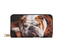 YUNWEIKEJI Bulldog inglese muso animali domestici cani che dormono, Portafogli Portafogli di grande capacità Porta carte di credito Portafoglio in pelle in microfibra