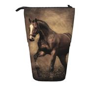 YUNWEIKEJI Caffè del cavallo in corsa, Astuccio telescopico, Portapenne con cerniera Astuccio per trucco Astuccio per matite Astuccio per penne