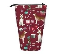 YUNWEIKEJI Calze Husky Candy Canes Holiday Dog Ruby, Astuccio telescopico, Portapenne con cerniera Astuccio per trucco Astuccio per matite Astuccio per penne