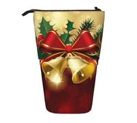 YUNWEIKEJI Campane d'oro del nastro rosso di Natale, Astuccio telescopico, Portapenne con cerniera Astuccio per trucco Astuccio per matite Astuccio per penne