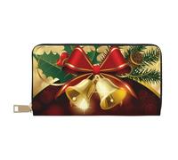 YUNWEIKEJI Campane d'oro del nastro rosso di Natale, Portafogli Portafogli di grande capacità Porta carte di credito Portafoglio in pelle in microfibra
