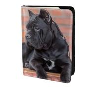 YUNWEIKEJI Cane Corso Grandi Cani Neri Animali Domestici, Porta passaporto da viaggio in pelle PU Custodia per passaporto Copertine per passaporto da 5,5 pollici