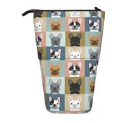 YUNWEIKEJI Cane modello ritratti Bulldog francese, Astuccio telescopico, Portapenne con cerniera Astuccio per trucco Astuccio per matite Astuccio per penne