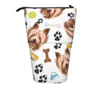 YUNWEIKEJI Cane sorridente Yorkshire Terrier, Astuccio telescopico, Portapenne con cerniera Astuccio per trucco Astuccio per matite Astuccio per penne