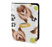 YUNWEIKEJI Cane sorridente Yorkshire Terrier, Porta passaporto da viaggio in pelle PU Custodia per passaporto Copertine per passaporto da 5,5 pollici