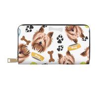 YUNWEIKEJI Cane sorridente Yorkshire Terrier, Portafogli Portafogli di grande capacità Porta carte di credito Portafoglio in pelle in microfibra
