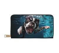 YUNWEIKEJI Cane subacqueo Boston Terrier, Portafogli Portafogli di grande capacità Porta carte di credito Portafoglio in pelle in microfibra