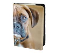 YUNWEIKEJI Cani Boxer Cuccioli Cani, Porta passaporto da viaggio in pelle PU Custodia per passaporto Copertine per passaporto da 5,5 pollici