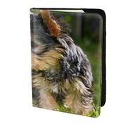 YUNWEIKEJI Cani carini dell'erba verde di Yorkshire Terrier, Porta passaporto da viaggio in pelle PU Custodia per passaporto Copertine per passaporto da 5,5 pollici