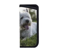 YUNWEIKEJI Cani del Westie Lawn West Highland White Terrier, Borsa per occhiali Custodia per occhiali antigraffio Custodia per occhiali portatile Custodia per occhiali da sole in neoprene