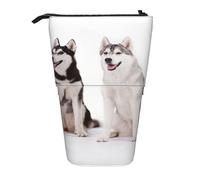YUNWEIKEJI Cani Husky stampati, Astuccio telescopico, Portapenne con cerniera Astuccio per trucco Astuccio per matite Astuccio per penne