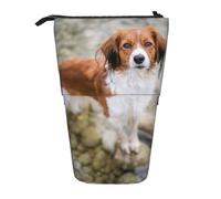 YUNWEIKEJI Cani Nel Fiume Acqua Marrone Bianco Cani Paniel, Astuccio telescopico, Portapenne con cerniera Astuccio per trucco Astuccio per matite Astuccio per penne