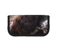 YUNWEIKEJI Cani ricci bianchi brunastri di Cocker Spaniel inglese, Astuccio per matite, Astuccio per matite in tela Astuccio per penne a matita di grande capacità