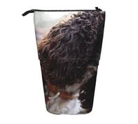 YUNWEIKEJI Cani ricci bianchi brunastri di Cocker Spaniel inglese, Astuccio telescopico, Portapenne con cerniera Astuccio per trucco Astuccio per matite Astuccio per penne