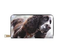 YUNWEIKEJI Cani ricci bianchi brunastri di Cocker Spaniel inglese, Portafogli Portafogli di grande capacità Porta carte di credito Portafoglio in pelle in microfibra