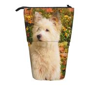 YUNWEIKEJI Cani Westie Autumn West Highland White Terrier, Astuccio telescopico, Portapenne con cerniera Astuccio per trucco Astuccio per matite Astuccio per penne