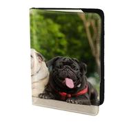 YUNWEIKEJI Carlino Amicizia Bokeh Cani Animali Amici Carlino, Porta passaporto da viaggio in pelle PU Custodia per passaporto Copertine per passaporto da 5,5 pollici