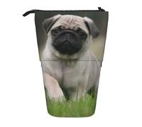 YUNWEIKEJI Carlino Bokeh Cucciolo Cani Prato Animali Carlino, Astuccio telescopico, Portapenne con cerniera Astuccio per trucco Astuccio per matite Astuccio per penne