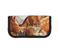YUNWEIKEJI Cavallo animale dell'acquerello stampato, Astuccio per matite, Astuccio per matite in tela Astuccio per penne a matita di grande capacità