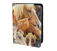YUNWEIKEJI Cavallo animale dell'acquerello stampato, Porta passaporto da viaggio in pelle PU Custodia per passaporto Copertine per passaporto da 5,5 pollici