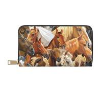 YUNWEIKEJI Cavallo animale dell'acquerello stampato, Portafogli Portafogli di grande capacità Porta carte di credito Portafoglio in pelle in microfibra