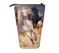 YUNWEIKEJI Cavallo selvaggio che corre contro la tempesta di sabbia, Astuccio telescopico, Portapenne con cerniera Astuccio per trucco Astuccio per matite Astuccio per penne