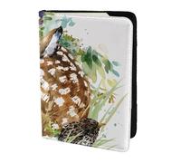 YUNWEIKEJI Cervo della fauna selvatica dell'acquerello, Porta passaporto da viaggio in pelle PU Custodia per passaporto Copertine per passaporto da 5,5 pollici